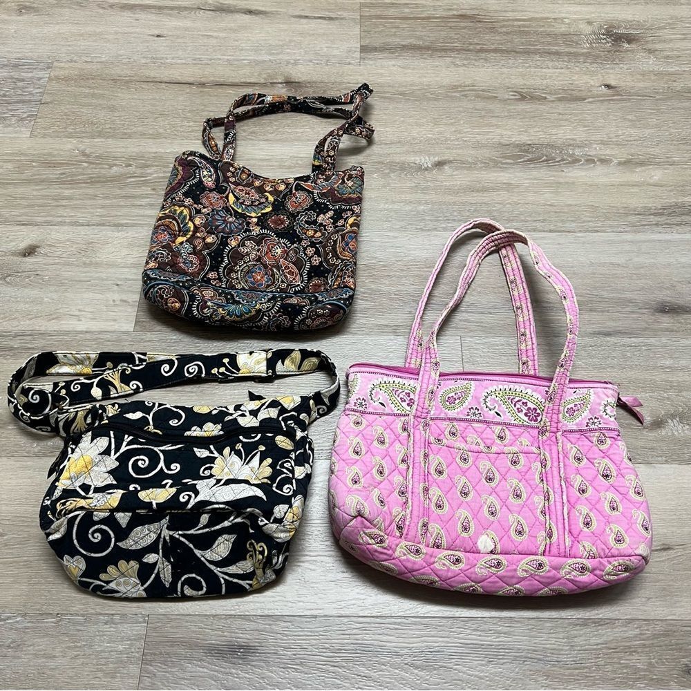 Lot Of 3 Estate Find Vintage Nice Vera Bradley Paisley Flowered Handbag Purses